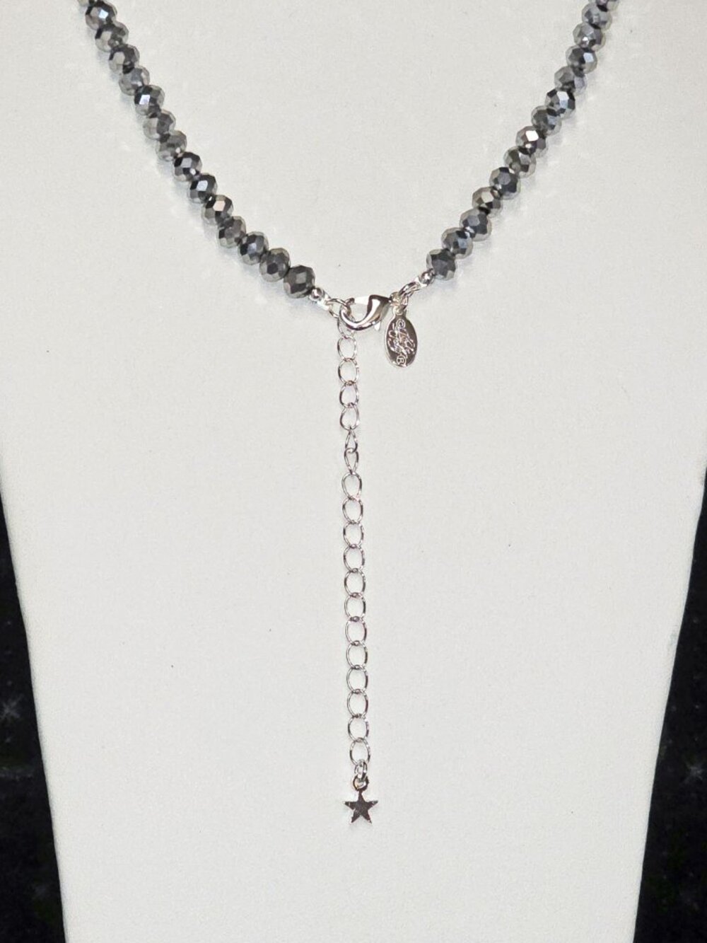 Kirks Folly Crystalized 6mm Beaded Sailor Clasp 18" CharmNecklace Light Hematite - Picture 4 of 10